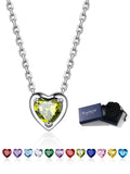 Silver Necklace 925 Sterling Silver Birthstone Love Heart Necklace Gifts for Women