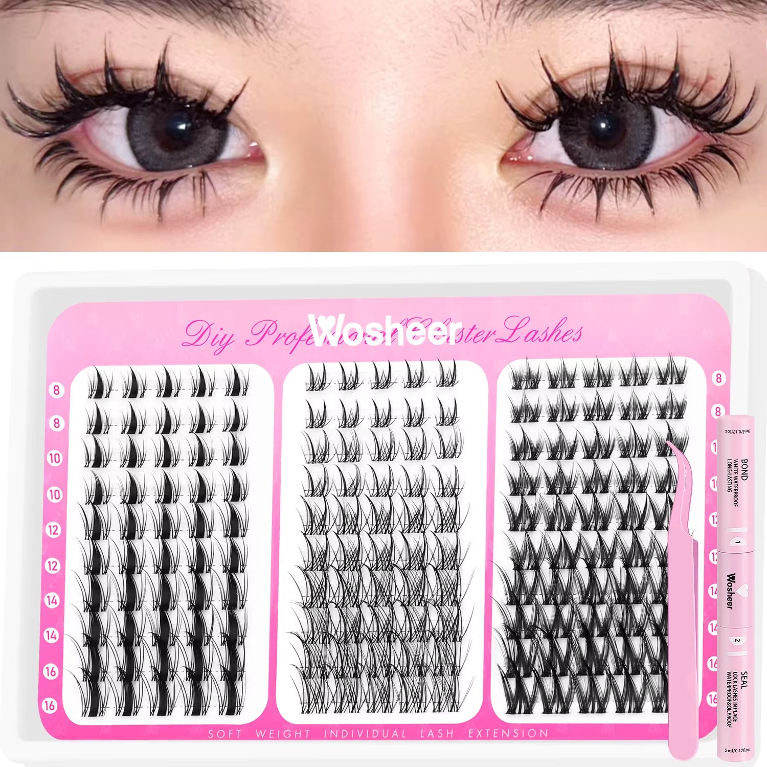 Transform Your Look with the Manga Lash Clusters Kit: Complete Eyelash Extension Set with Bond & Seal for Effortless DIY Glam
