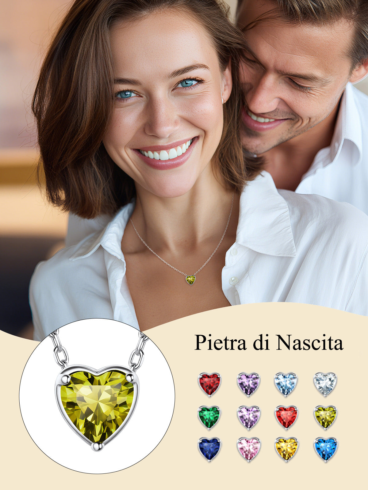 Silver Necklace 925 Sterling Silver Birthstone Love Heart Necklace Gifts for Women